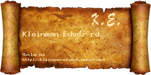 Kleinman Edvárd névjegykártya